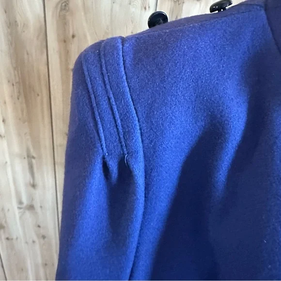 Vtg 80s Beautiful Blue 80% Wool Long Winter Coat/Duster Purple lining USA - Picture 4 of 16